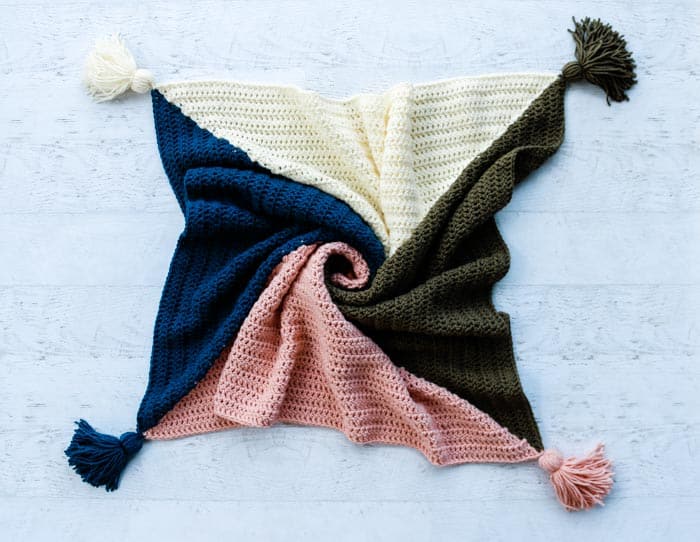 Four Color Modern Crochet Square Blanket