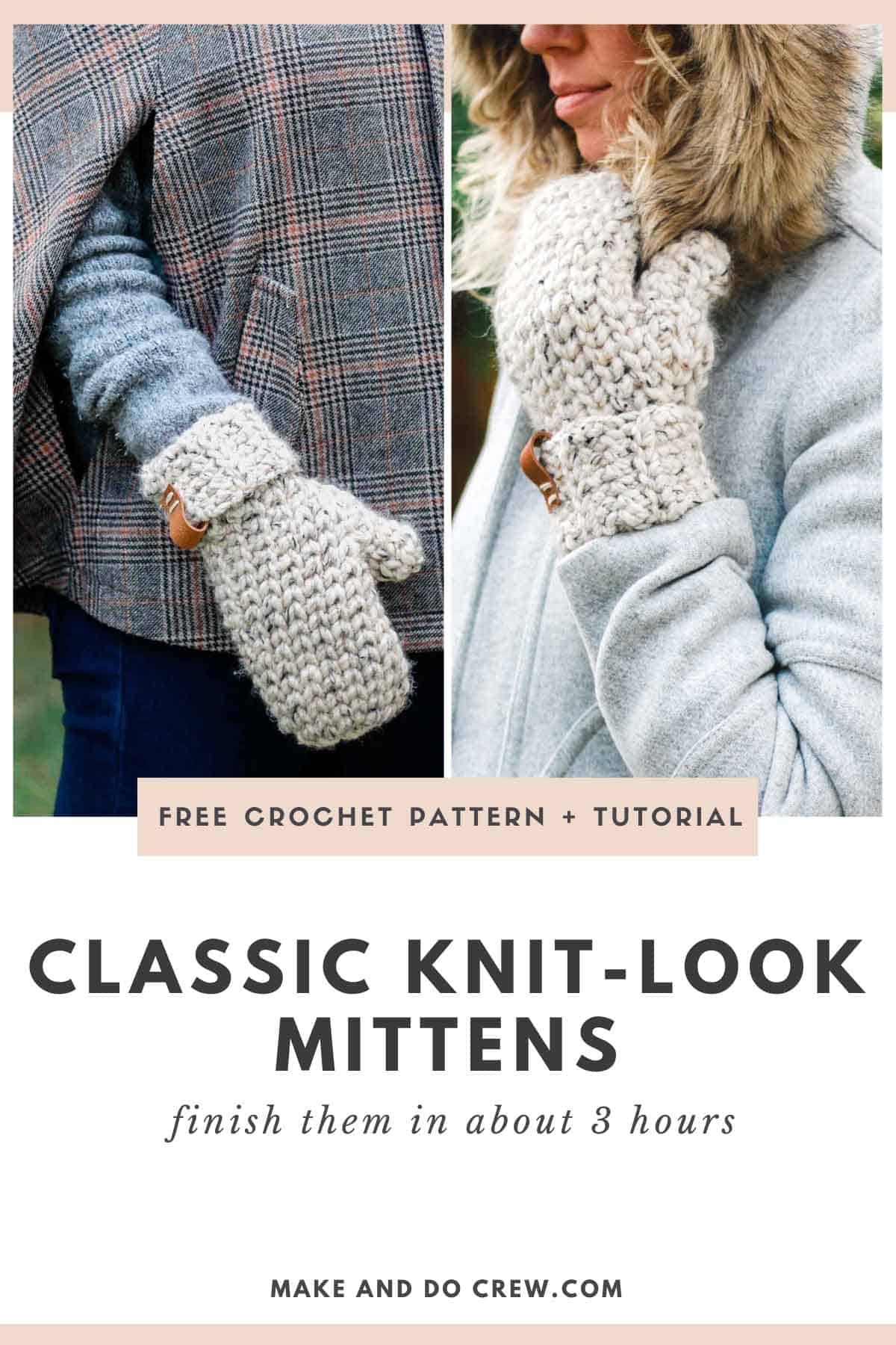 Grid of classic knit look 3-hour mittens.
